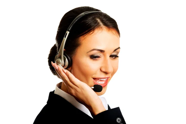 Happy phone operator in headset — Stock Photo, Image