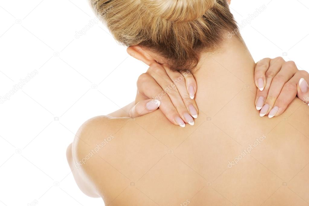 Young woman with nape pain.