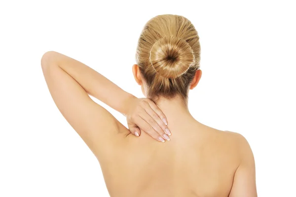 Young woman with back pain — Stock Photo, Image