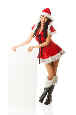 Santa kadın beyaz boş afiş