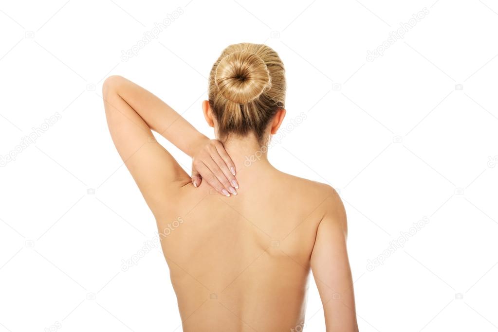 Young woman with nape ache.
