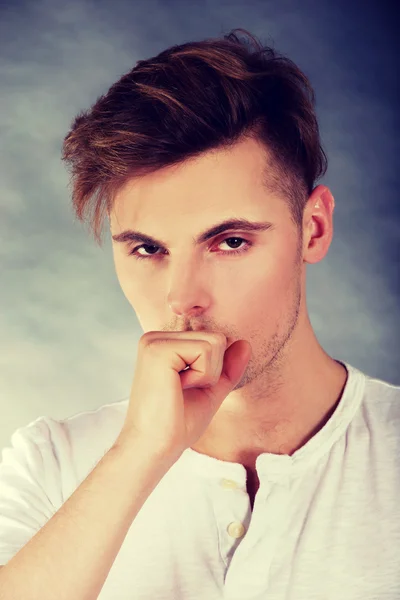 Young man coughing. — Stock Photo, Image