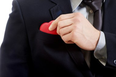 İşadamı cep kalp modeli ile.