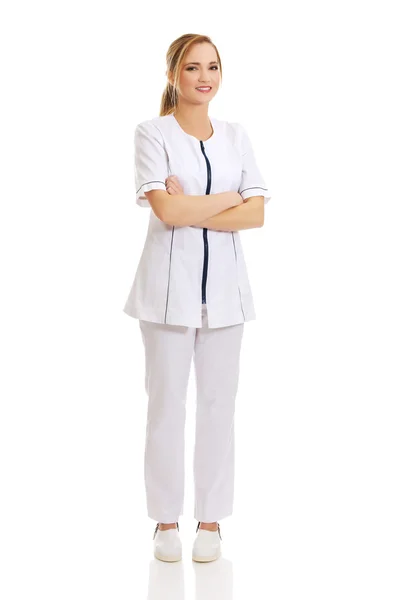Enfermeira médica mulher com braços dobrados . — Fotografia de Stock
