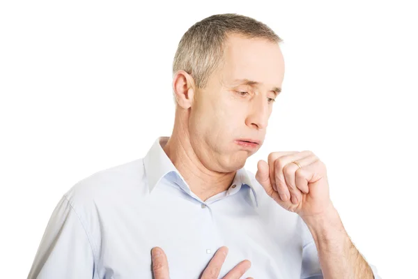 Hombre tosiendo a causa de la gripe —  Fotos de Stock