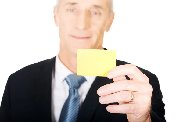 Businessman showing a identity name card — Stock Photo, Image