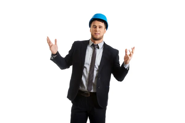 Businessman in hard hat — Stock Photo, Image