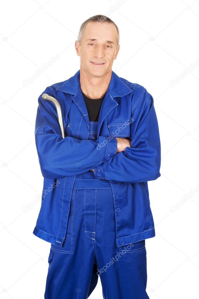 Repairman holding his wrench
