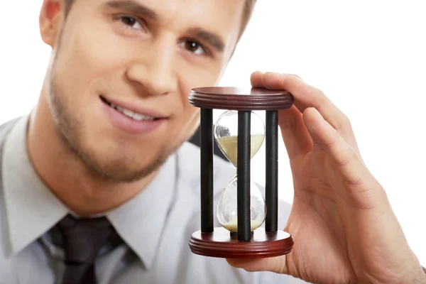 Geschäftsmann mit Sanduhr. — Stockfoto