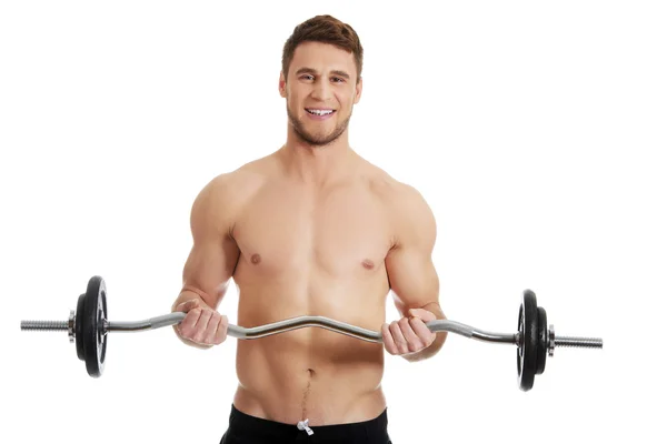 Muscular sports man weightlifting. — Stock Photo, Image