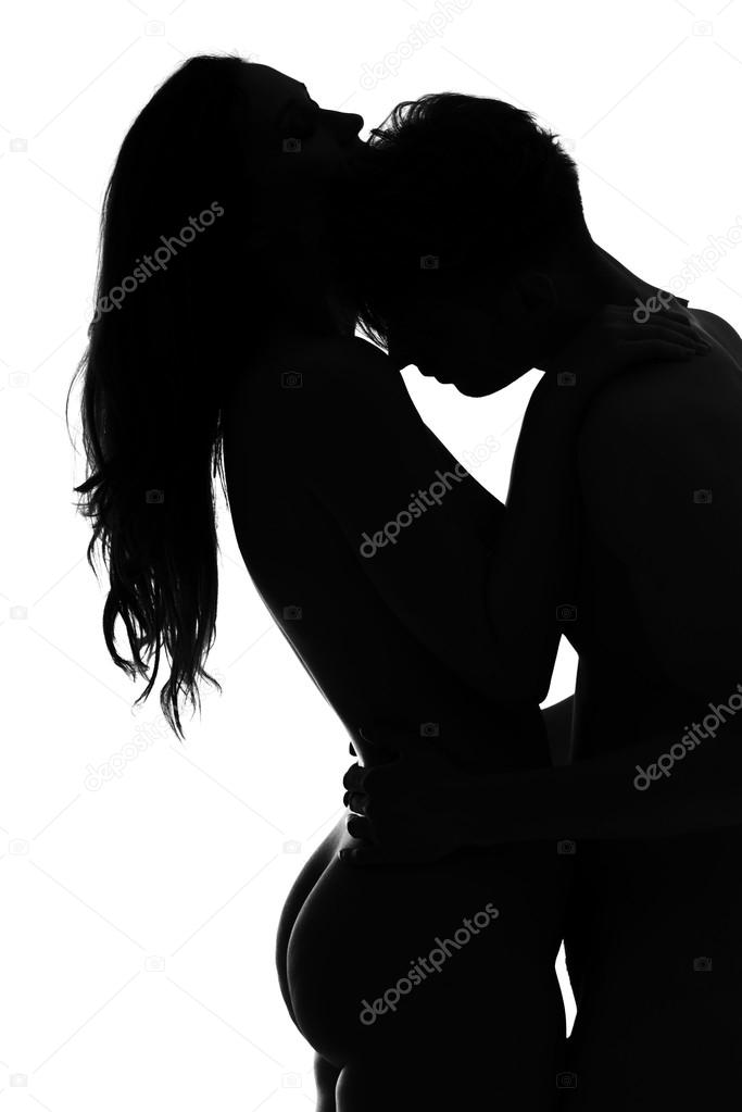 Man and a woman in love kissing
