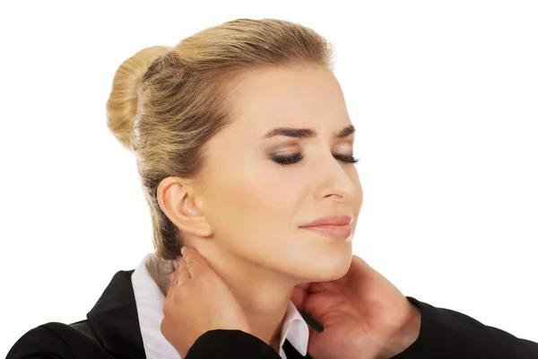 Businesswoman having neck ache — Stock Photo, Image