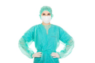 kadın cerrah doktor koruyucu maske