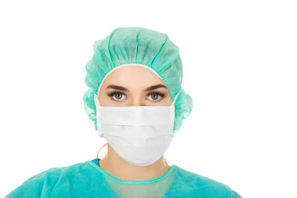 Female surgeon doctor in protective mask — Stock Photo, Image