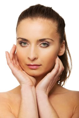 Güzel kadın ile makyaj.