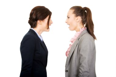 Kızgın businesswomans birbirine çığlık.