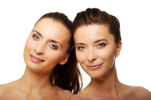 Two sisters with make up. — Stock Photo, Image