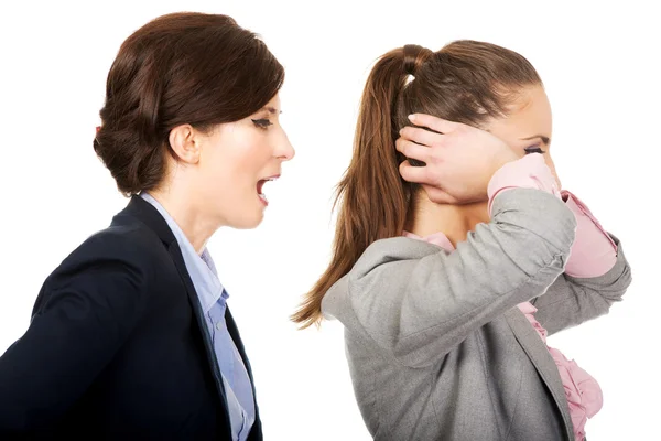 Businesswoman screaming on her partner. — Stock Photo, Image