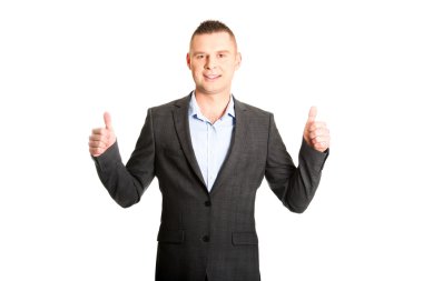 Genç işadamı el ok işareti