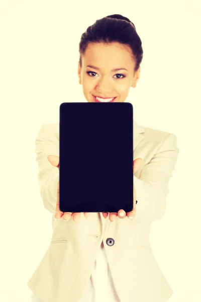 Business woman showing the tablet. — Stock Photo, Image