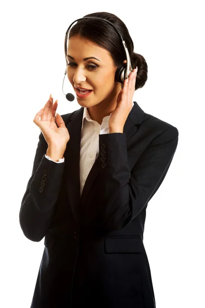 Operador de telefone feliz em fone de ouvido — Fotografia de Stock