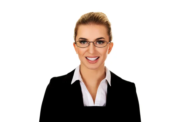 Young happy businesswoman in glasses — Stock Photo, Image