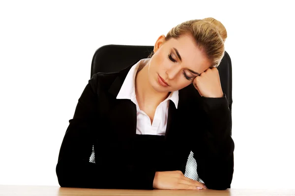 Tired young beautiful blonde businesswoman Royalty Free Stock Images