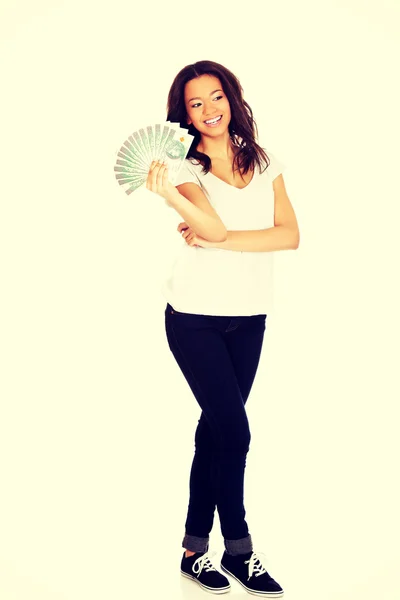 Young woman with money — Stock Photo, Image