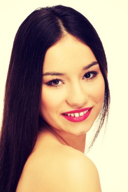 Güzellik kadını tam makyaj ile.