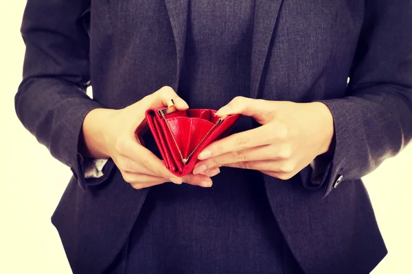 Mujer de negocios con cartera vacía . — Foto de Stock