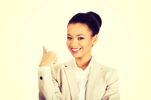 Businesswoman with thumbs up. — Stock Photo, Image