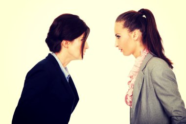 İki kızgın businesswomans yüz yüze.