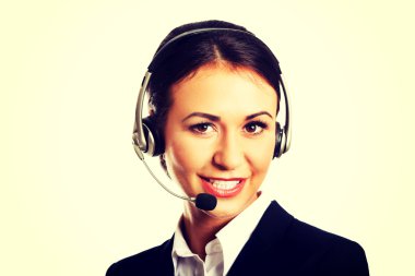 Kulaklıklı mutlu telefon operatörü