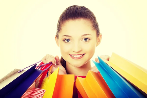 Young woman with shopping bags. — Stock Photo, Image