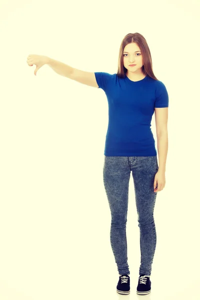 Woman with thumbs down. — Stock Photo, Image