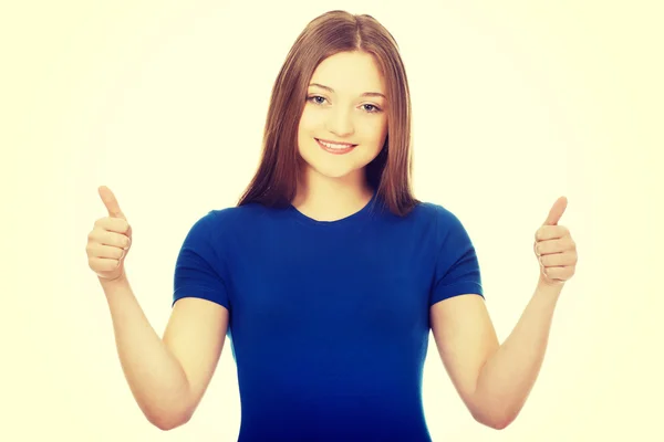 Student showing thumbs up — Stock Photo, Image