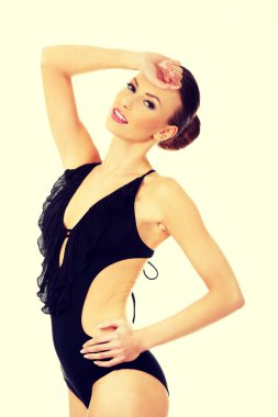 Mayo mutlu genç kadın.