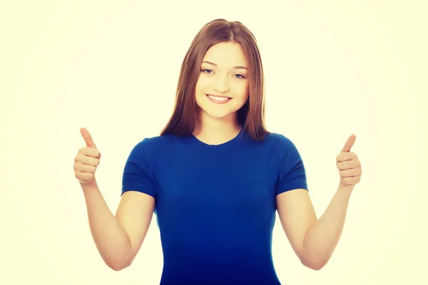Student showing thumbs up. — Stock Photo, Image