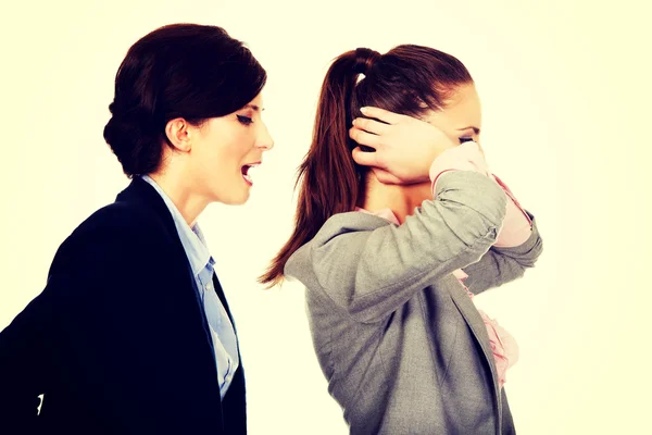 Businesswoman screaming on her partner. — Stock Photo, Image