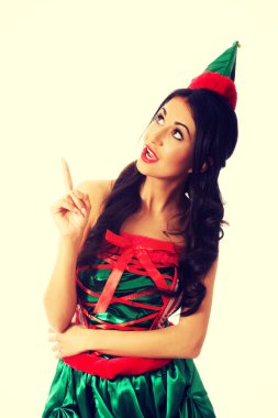 Yukarı dönük elf elbise giyen kadın