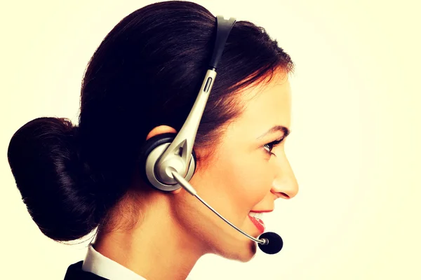 Happy phone operator in headset — Stock Photo, Image