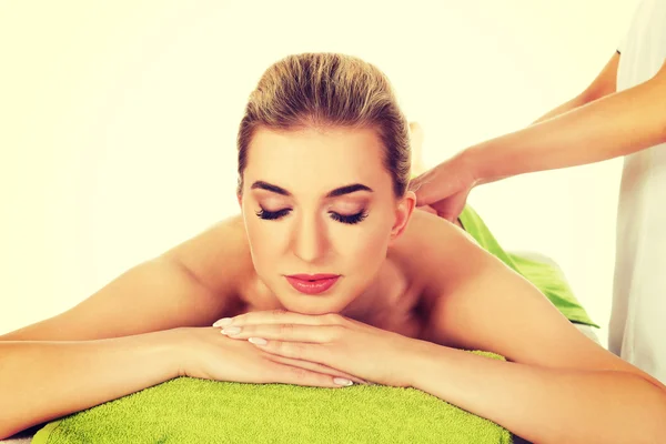 Relaxed woman is massage — Stock Photo, Image