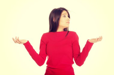 Kollarını bir ölçek yapma kadın.