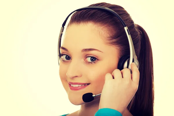 Call center mulher sorridente operador . — Fotografia de Stock