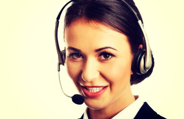 Kulaklıklı mutlu telefon operatörü