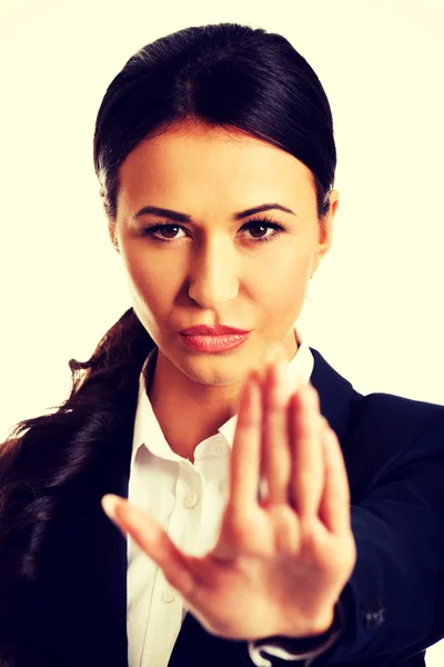 Businesswoman making stop sign — Stock Photo, Image