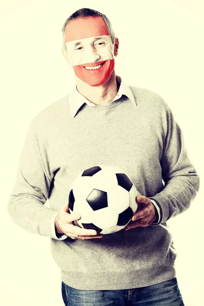 Mature man with Austria flag on face. — Stock Photo, Image