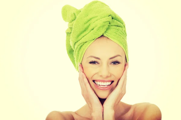 Beauty woman with turban towel. — Stock Photo, Image