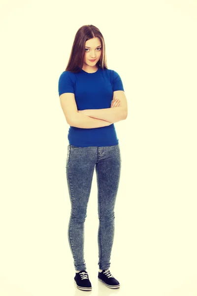 Teenage woman with crossed arms. — Stock Photo, Image