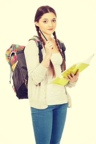Adolescente avec sac à dos scolaire . — Photo